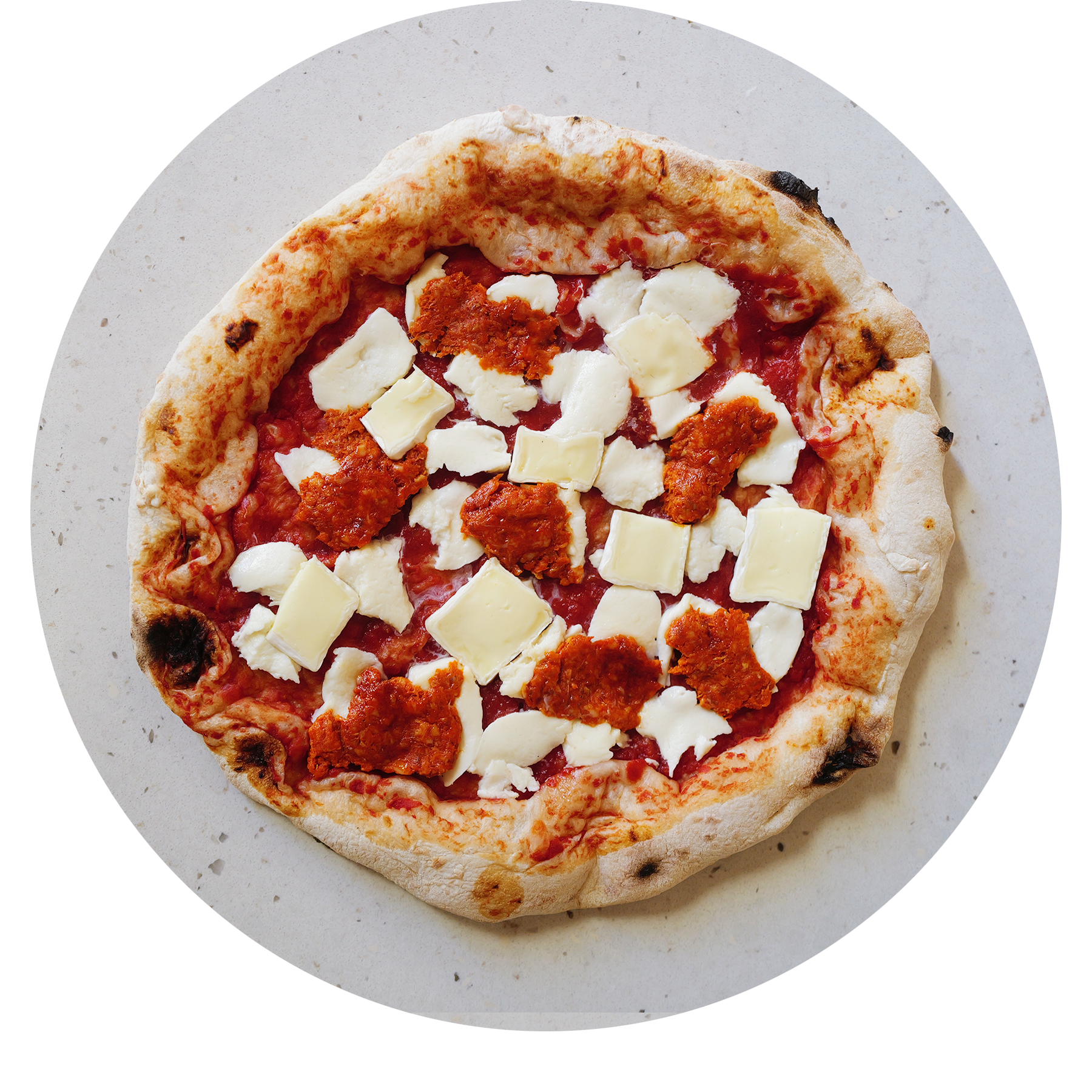 Pizza de sobrassada amb brie