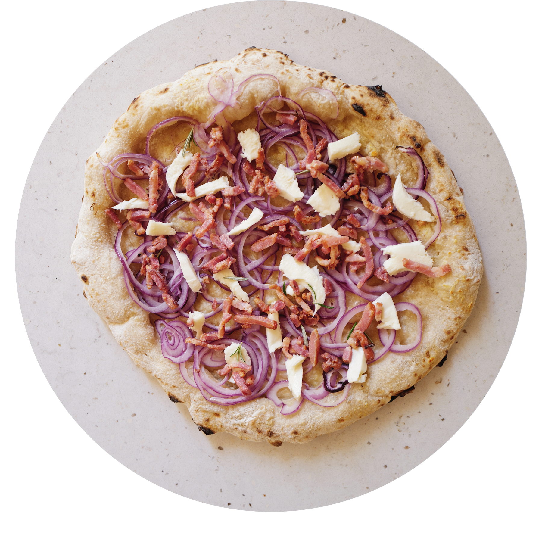 Pizza de ceba amb bacó