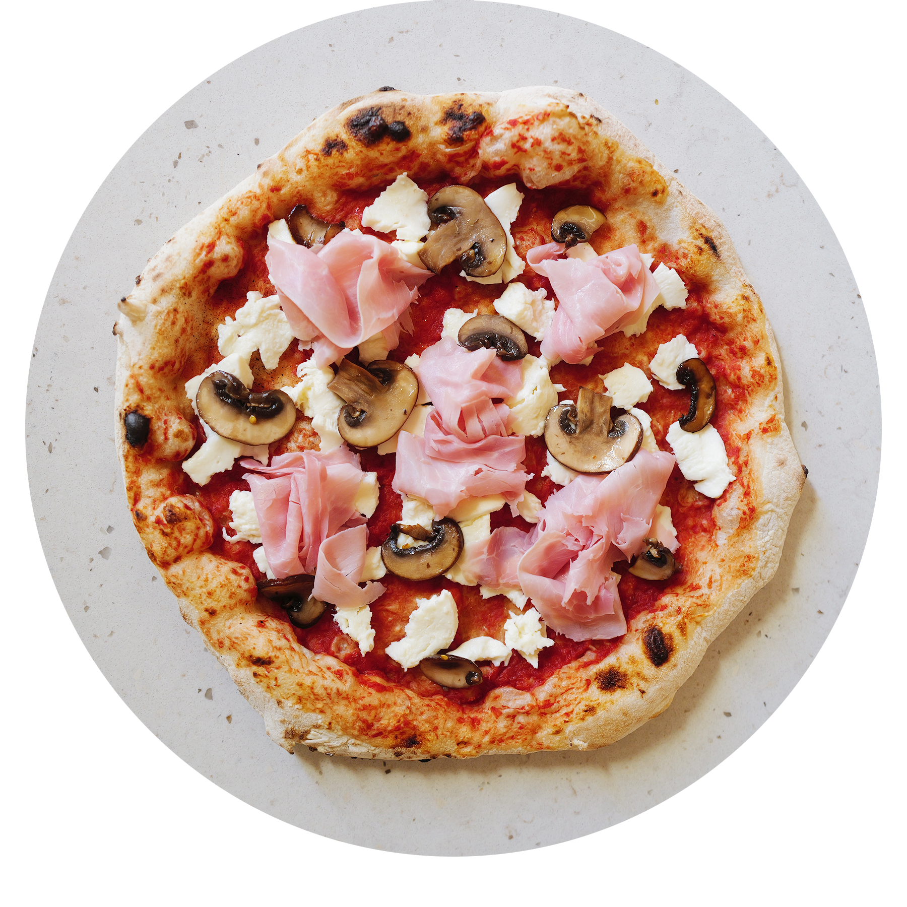 Pizza de pernil cuit i xampinyons